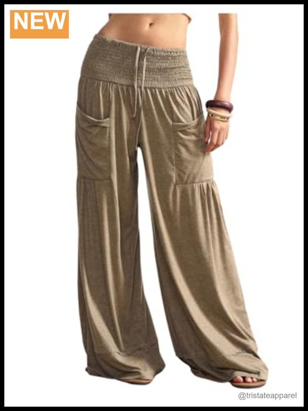 Women's Boho Wide Leg Palazzo Pants with Pockets Flowy Loose Fit